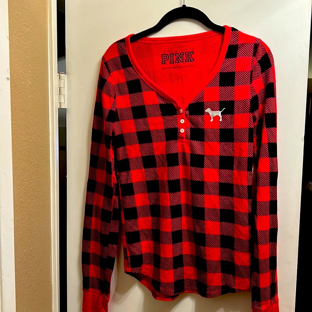 PINK red & black thermal top
